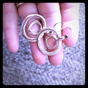 Double circle silver earrings.